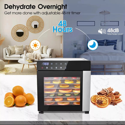 8-Tray Stainless Steel,600W with 4 Presets & Digital Timer for Jerky, Fruit, Herbs -




 BPA Free Food Dehydrator