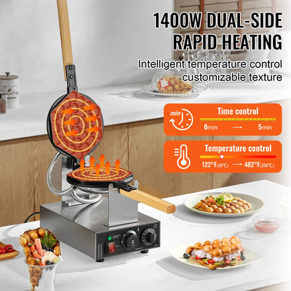 Non-Stick Stainless Steel Bubble Puff Waffle Maker
