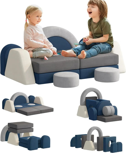 12 PCS Modular Play Block Couch Child Sectional Soft Sofa Toddler Building Fortplay ClimBedroom Playroom Baby