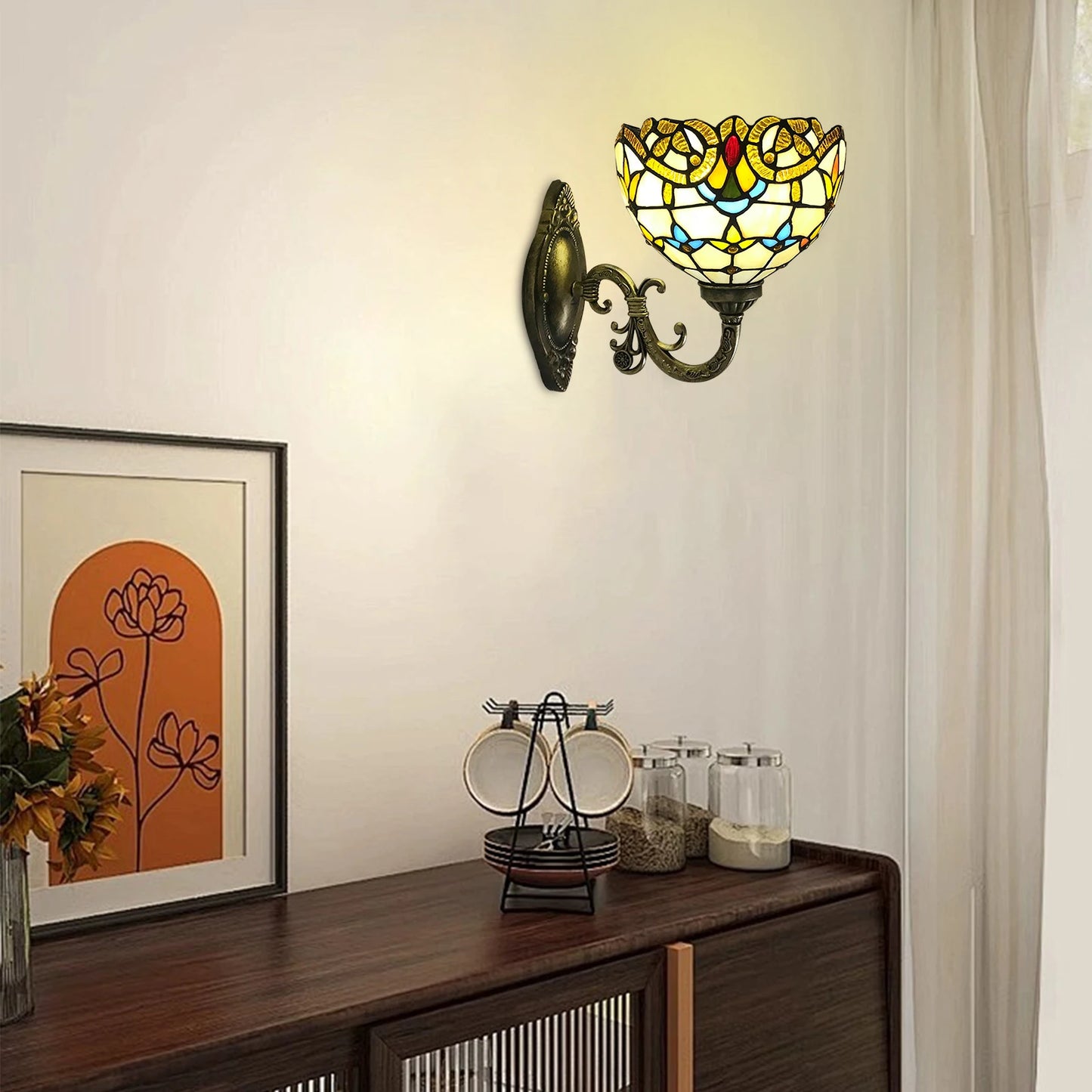 Tiffany  Vintage Wall  Lamp Retro Handmade Dome