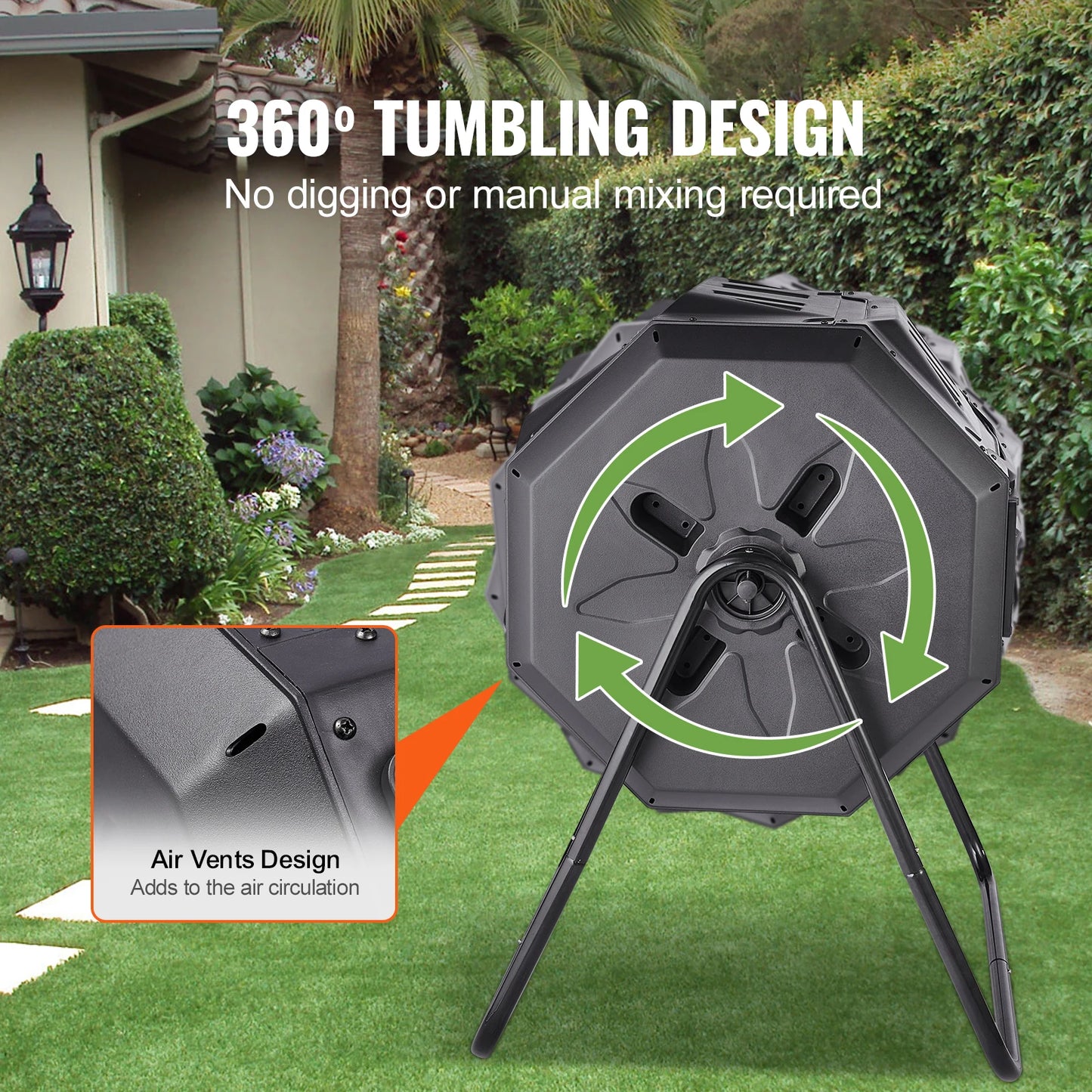 SucceBuy Compost Bin 18.5/37/43Gal