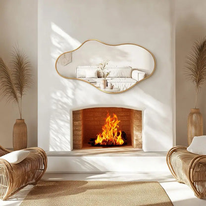 Gold Abstract Asymmetrical, Cloud Wavy Mirror