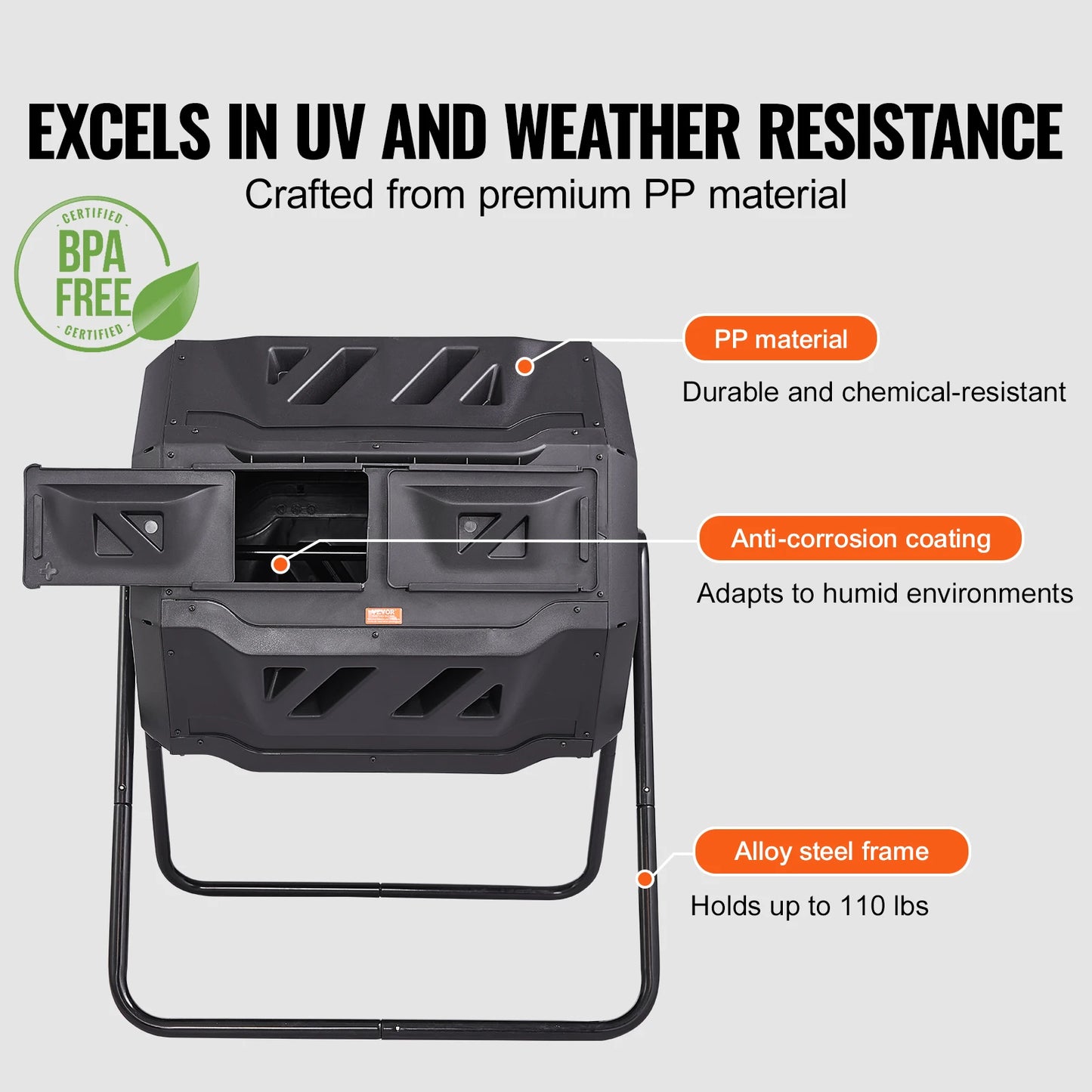 SucceBuy Compost Bin 18.5/37/43Gal